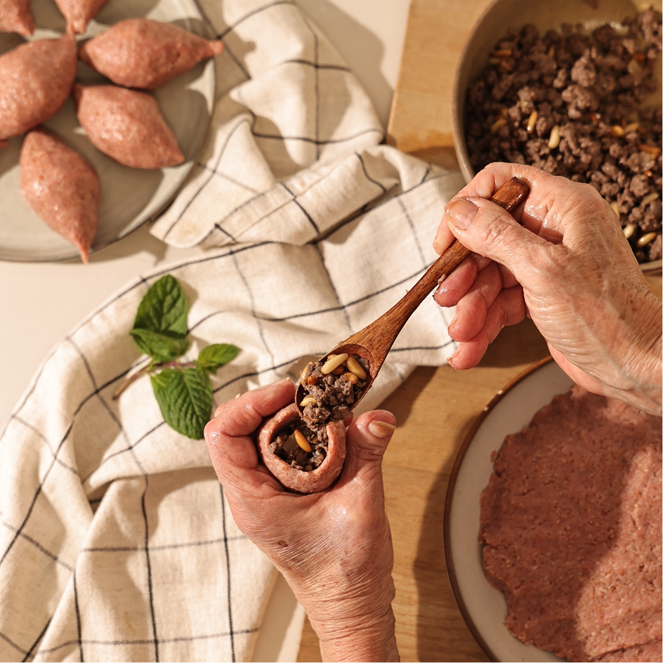 Kibbeh with Pine Nuts and Pomegranate Molasses